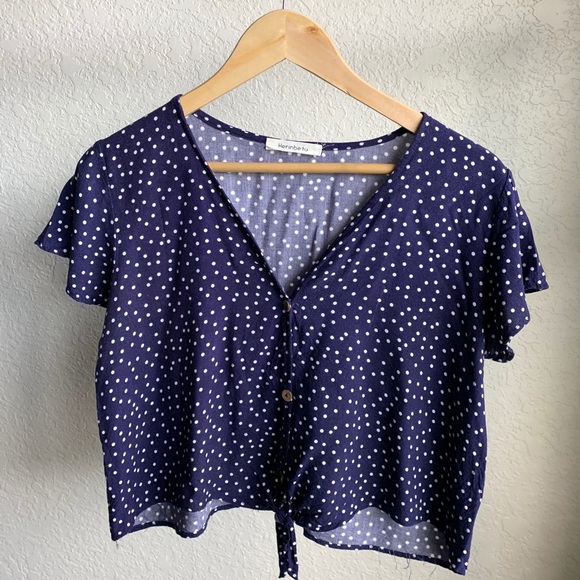 Navy Blue Patterned Blouse - Picture 1 of 1